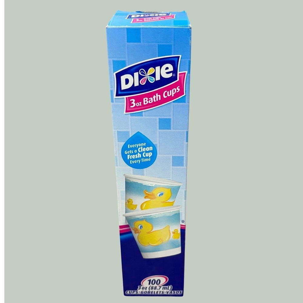 Dixie Bath Cups 3 oz Rubber Ducky Blue Yellow 100 Count 2012 Open Box